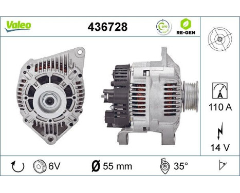 Alternator REMANUFACTURED PREMIUM 436728 Valeo, Image 2