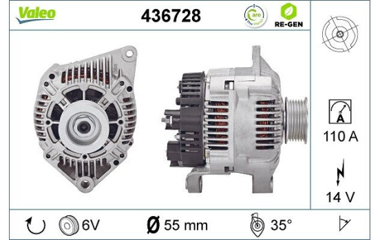 Alternator REMANUFACTURED PREMIUM 436728 Valeo, Image 2