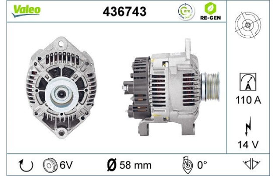 Alternator REMANUFACTURED PREMIUM 436743 Valeo, Image 2