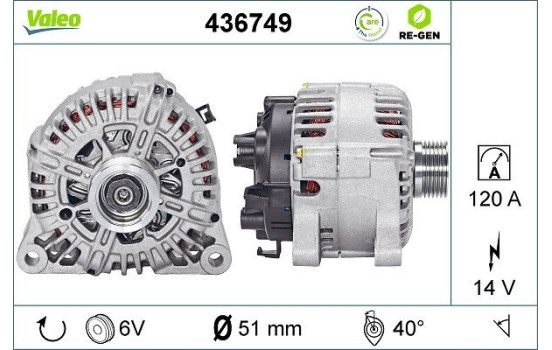 Alternator REMANUFACTURED PREMIUM 436749 Valeo, Image 2