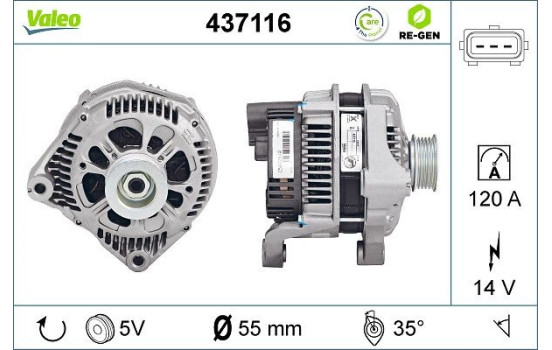 Alternator REMANUFACTURED PREMIUM 437116 Valeo, Image 2