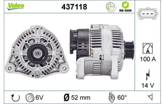 Alternator REMANUFACTURED PREMIUM 437118 Valeo, Image 3