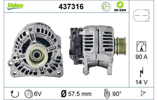 Alternator REMANUFACTURED PREMIUM 437316 Valeo, Image 2