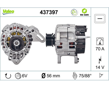 Alternator REMANUFACTURED PREMIUM 437397 Valeo, Image 2