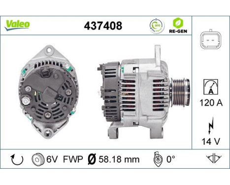 Alternator REMANUFACTURED PREMIUM 437408 Valeo, Image 3