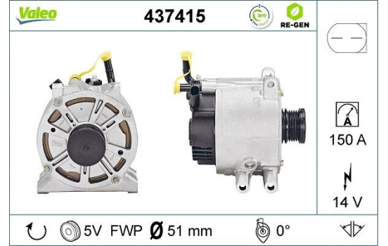 Alternator REMANUFACTURED PREMIUM 437415 Valeo, Image 2