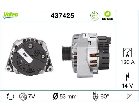 Alternator REMANUFACTURED PREMIUM 437425 Valeo, Image 3