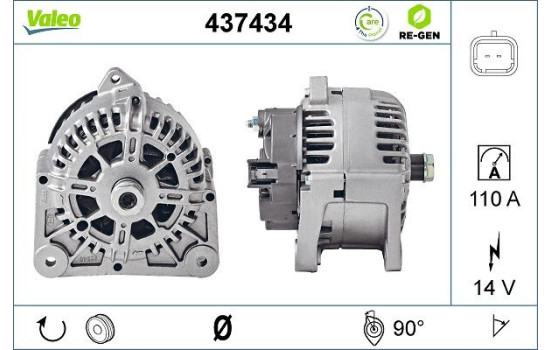 Alternator REMANUFACTURED PREMIUM 437434 Valeo, Image 2