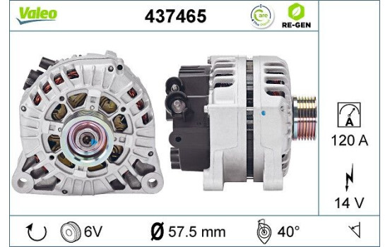 Alternator REMANUFACTURED PREMIUM 437465 Valeo, Image 2