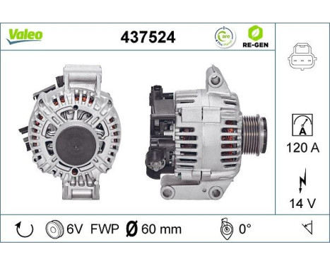 Alternator REMANUFACTURED PREMIUM 437524 Valeo, Image 2