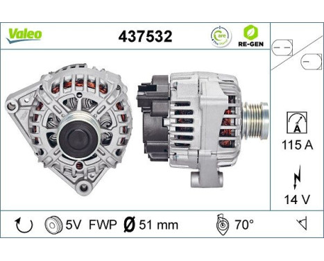 Alternator REMANUFACTURED PREMIUM 437532 Valeo, Image 2