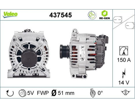 Alternator REMANUFACTURED PREMIUM 437545 Valeo, Image 2