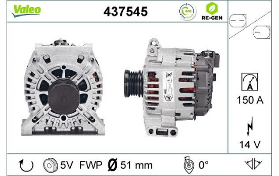 Alternator REMANUFACTURED PREMIUM 437545 Valeo, Image 2