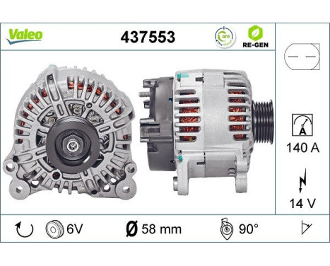 Alternator REMANUFACTURED PREMIUM 437553 Valeo, Image 2