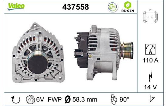Alternator REMANUFACTURED PREMIUM 437558 Valeo, Image 2