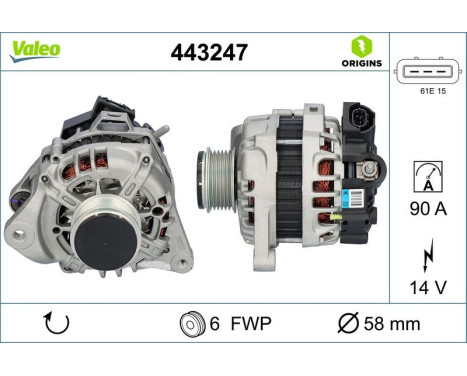 Alternator VALEO ORIGINS NEW 443247, Image 4