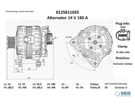 Alternator Volkswagen 180A, Image 4
