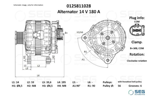 Alternator Volkswagen 180A, Image 6