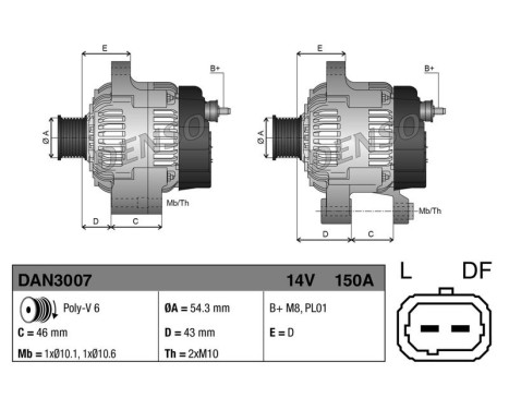 Dynamo / Alternator DAN3007 Denso, Image 2