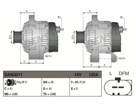 Dynamo / Alternator DAN3011 Denso, Image 3