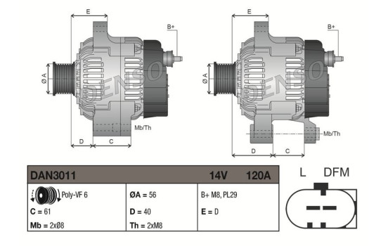 Dynamo / Alternator DAN3011 Denso, Image 3
