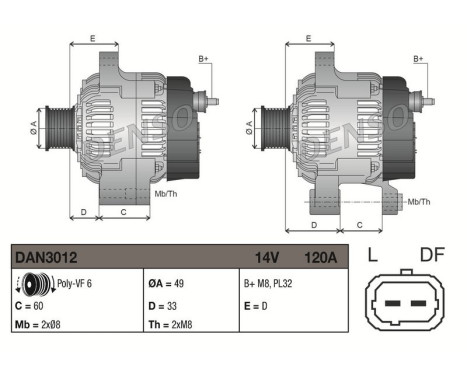Dynamo / Alternator DAN3012 Denso, Image 3