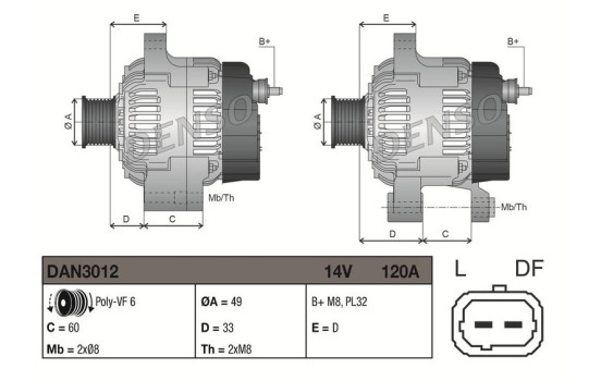 Dynamo / Alternator DAN3012 Denso, Image 3