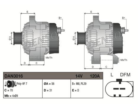 Dynamo / Alternator DAN3016 Denso, Image 3