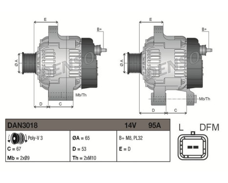 Dynamo / Alternator DAN3018 Denso, Image 3