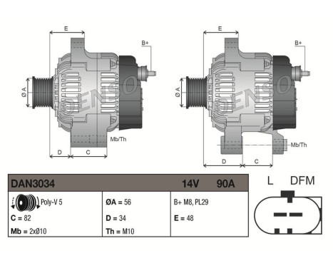 Dynamo / Alternator DAN3034 Denso, Image 3