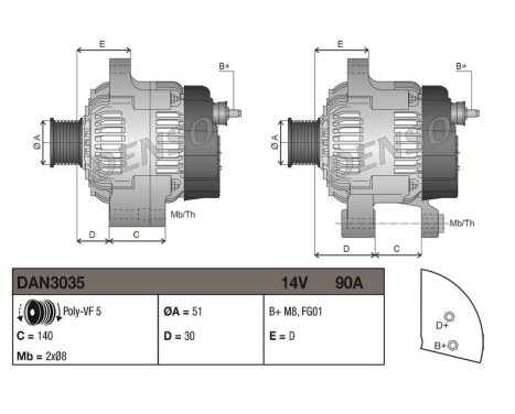 Dynamo / Alternator DAN3035 Denso, Image 3