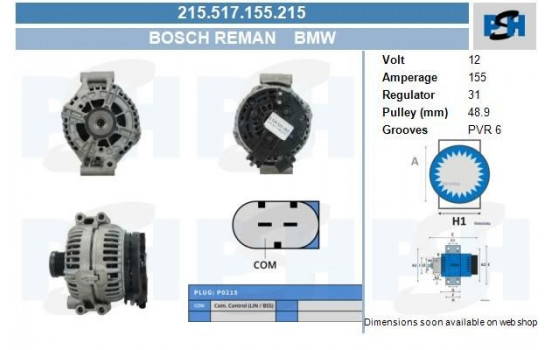 Dynamo Bmw 155A 215.517.155.215 Bosch