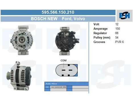 Dynamo Ford 150A 595.566.150.210 Bosch