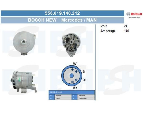 Dynamo Mercedes 140A 556.019.140.212 Bosch