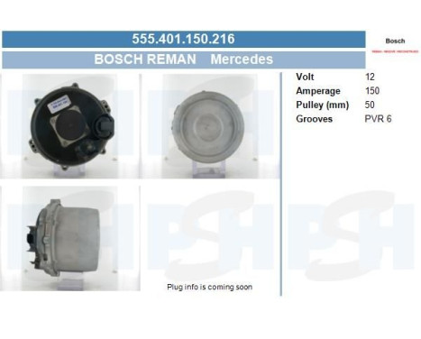 Dynamo Mercedes 150A 555.401.150.216 Bosch