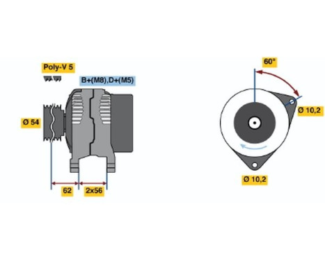 Dynamo Opel 55A GC(R)14V55A Bosch