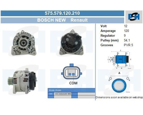 Dynamo Renault 120A 575.579.120.210 Bosch