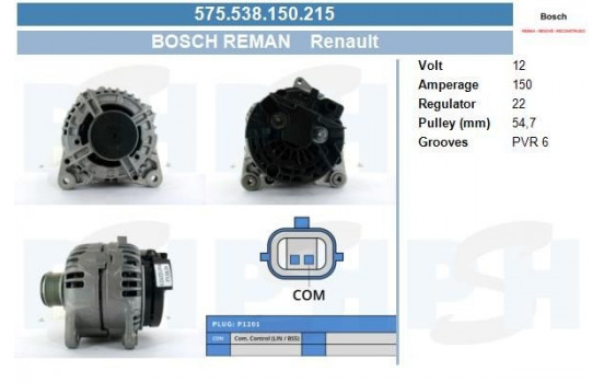 Dynamo Renault 150A 0.124.525.081-R Bosch