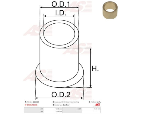 Bush, starter motor shaft, Image 2