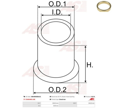 Bush, starter motor shaft, Image 2
