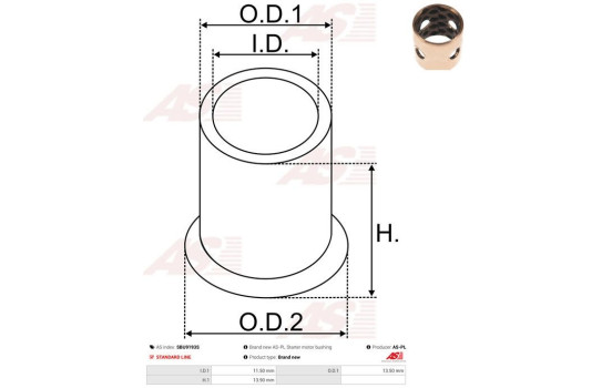 Bush, starter motor shaft, Image 2