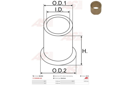 Bush, starter motor shaft, Image 2