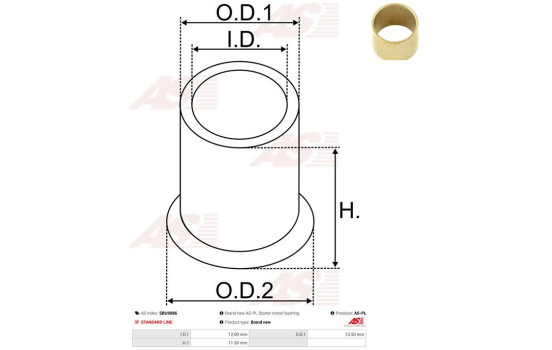 Bush, starter motor shaft, Image 2