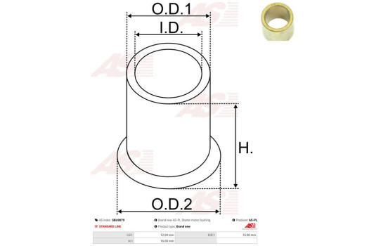 Bush, starter motor shaft, Image 2