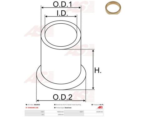 Bush, starter motor shaft, Image 2