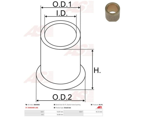 Bush, starter motor shaft, Image 2