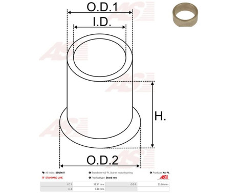 Bush, starter motor shaft, Image 2