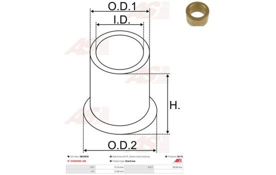Bush, starter motor shaft, Image 2