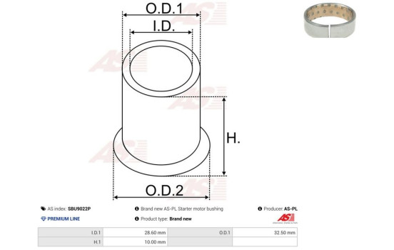 Bush, starter motor shaft, Image 2