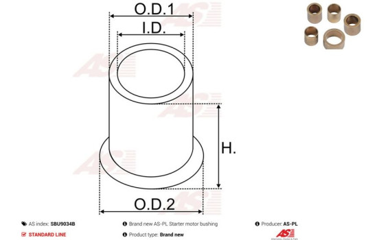 Bush, starter motor shaft, Image 2